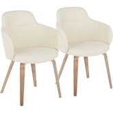 Boyne Dining Accent Chair in White Washed Wood & Cream Noise Fabric (Set of 2)